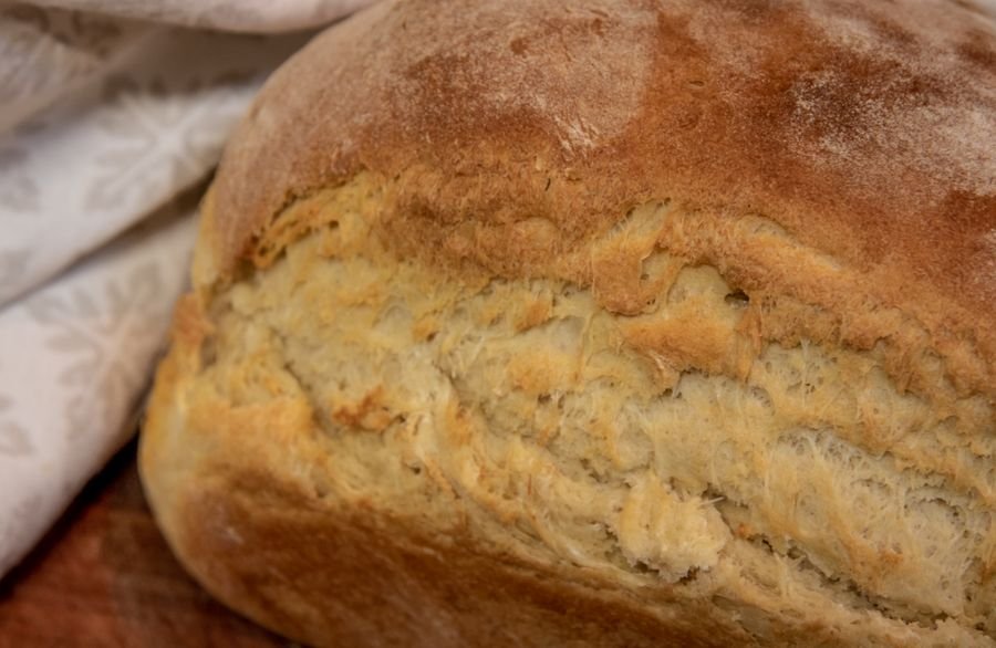 Golden fresh-baked bread loaf
