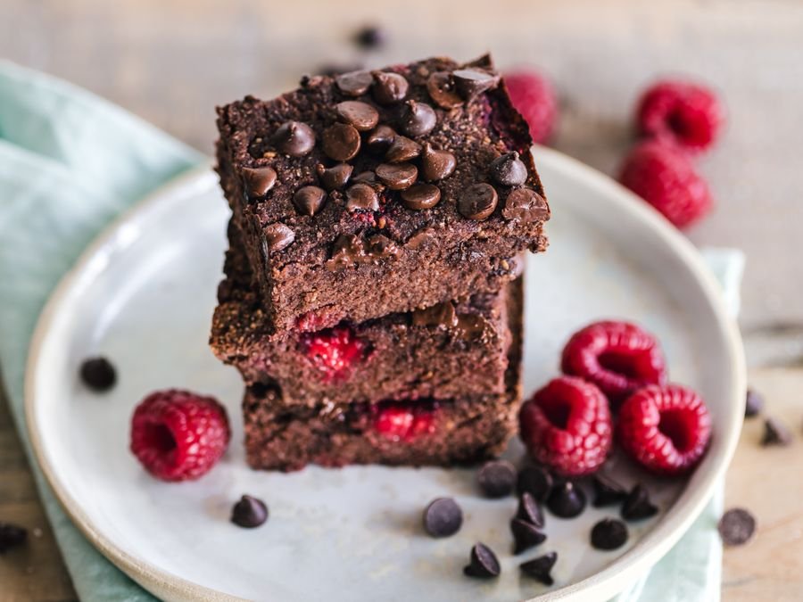 Stacked fudge brownies
